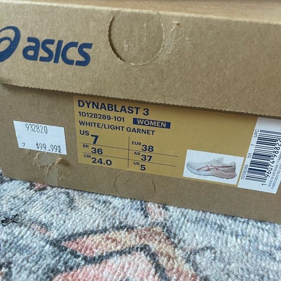 ASICS Dynablast 3 White/Light Garnet Women's Shoes - Picture 1 of 4